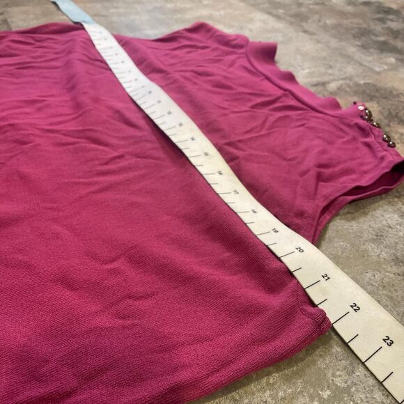 dressbarn y2k stretchy pink beaded v neck vest shirt size 18/20 - Picture 5 of 6